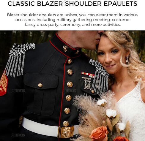 AUEAR, 1 Pair Rivet Shoulder Epaulets Tassel Chain Fashion Metal Epaulettes Badge for Men and Women (Silver) in Saudi Arabia