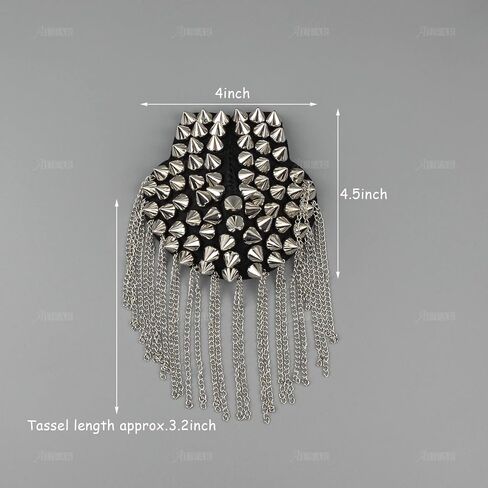 AUEAR, 1 Pair Rivet Shoulder Epaulets Tassel Chain Fashion Metal Epaulettes Badge for Men and Women (Silver) in Saudi Arabia