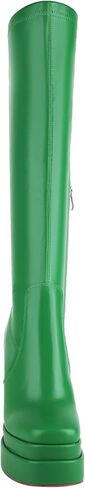 vivianly Women's Platform Knee High Boots Square Toe Chunky Heel Long Stretch Gogo Boots with Side Zipper in Kuwait