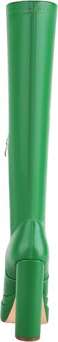 vivianly Women's Platform Knee High Boots Square Toe Chunky Heel Long Stretch Gogo Boots with Side Zipper in Kuwait