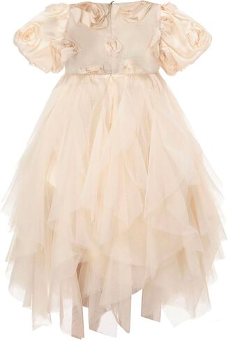 TSUKISHIRO Floral Rose Flower Girls Dress, Toddler Tutu Dress, Tulle, Short Sleeve, for Wedding, Special Occasion Dresses in Saudi Arabia