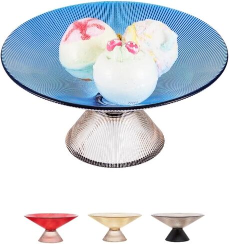 Glass Fruit Bowl - 10" Red Decorative Bowl - Decorative Bowls for Home Décor - Centerpiece Bowl for Entryway Table, Candy Dish, and Essentials Display - Glass Bowl Decorative - Footed Bowl in Saudi Arabia