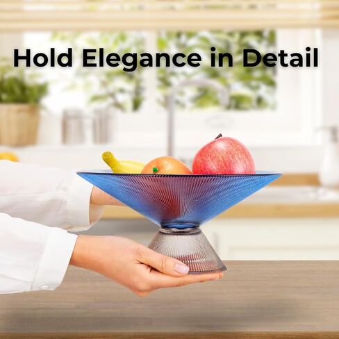 Glass Fruit Bowl - 10" Red Decorative Bowl - Decorative Bowls for Home Décor - Centerpiece Bowl for Entryway Table, Candy Dish, and Essentials Display - Glass Bowl Decorative - Footed Bowl in Saudi Arabia