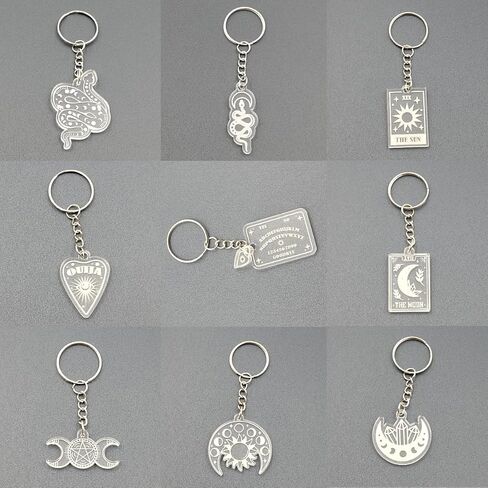 Moon Phases Crystals Keychain - Engraved Acrylic Keychains, Moon Phase Keychain, Crystal Keychain in Saudi Arabia