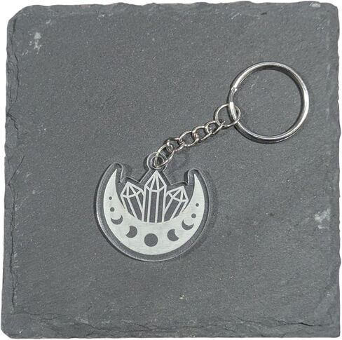 Moon Phases Crystals Keychain - Engraved Acrylic Keychains, Moon Phase Keychain, Crystal Keychain in Saudi Arabia