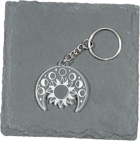 Moon Phases Crystals Keychain - Engraved Acrylic Keychains, Moon Phase Keychain, Crystal Keychain in Saudi Arabia