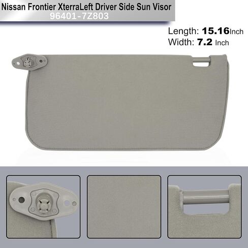 Left Driver Side Sun Visor Compatible with Nissan Frontier Xterra 2000-2004 Sun Shade Replacement 96401-7Z803 Color: Gray in Saudi Arabia