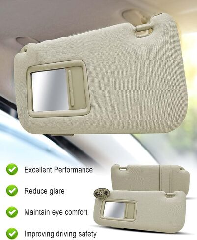 Driver Side Sun Visor Fit for Toyota Corolla 2007-2013, Front Left Sun Protection Shade Replace 74320-02711-E0 7432002711E0 Beige Cloth in Saudi Arabia