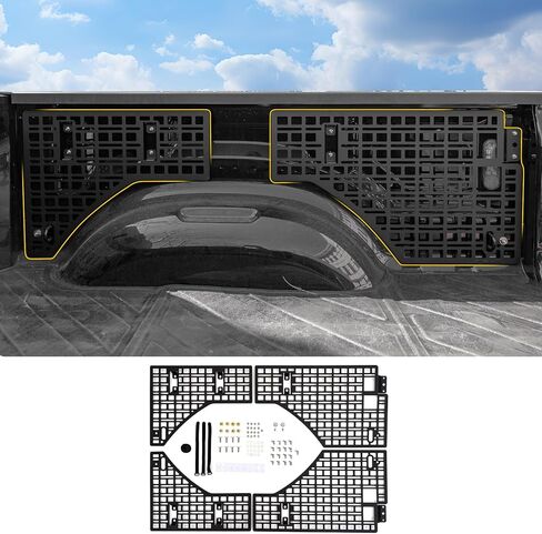 لوحة مولي متوافقة مع 2019-2024 دودج رام 1500 5.7 قدم سرير قصير شاحنة سرير لوحة تخزين خلفية منظم رف رف البضائع لـ 2023 رام 1500 بدون ملحقات كلاسيكية (لوحة مولي جانبية) in Kuwait