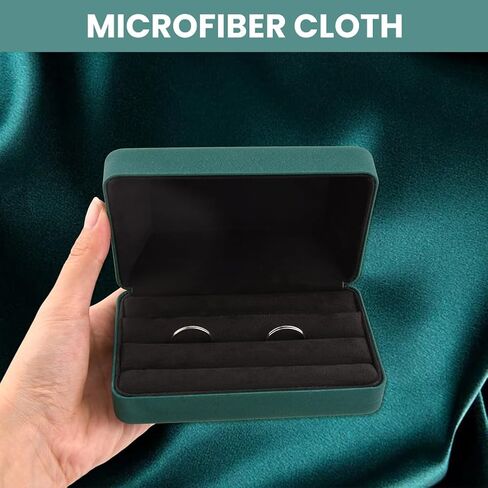 تخزين الخاتم، حامل صندوق الخاتم، مجموعة صندوق حلقي مكون من 3 قطع، منظم حلقات منظم مجوهرات للنساء والفتيات (أحمر) in Kuwait