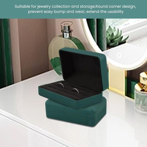 تخزين الخاتم، حامل صندوق الخاتم، مجموعة صندوق حلقي مكون من 3 قطع، منظم حلقات منظم مجوهرات للنساء والفتيات (أحمر) in Kuwait