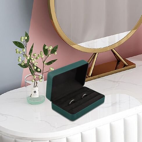 تخزين الخاتم، حامل صندوق الخاتم، مجموعة صندوق حلقي مكون من 3 قطع، منظم حلقات منظم مجوهرات للنساء والفتيات (أحمر) in Kuwait