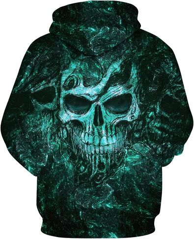 Mens Skull 3D Graphic Print Hoodie Sweatshirts Pullover Tops with Pocket in Kuwait