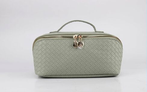 Travel Makeup Bag Large Capacity Cosmetic Bag Makeup Bags for Women Traveling Waterproof Portable Pouch Open Flat Toiletry Bag Makeup Opens Flat Makeup Bag Organizer with Divider and Handle (Green) in Saudi Arabia