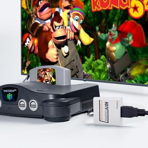 محول محول PORTHOLIC N64 إلى HDMI لجهاز عالي الدقة بالكامل، محول SNES HDMI مع دعم كابل HDMI تحويل متوافق مع N64/SNES/NGC/SFC/Gamecube (التوصيل والتشغيل باللون الأسود) in Saudi Arabia