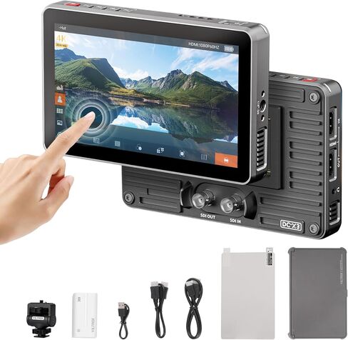 شاشة كاميرا VILTROX DC-X3 تعمل باللمس FHD IPS، 2000 شمعة في المتر المربع 4K SDI HDMI في/خارج طقم شاشة فيديو ميدانية مع غطاء مظلة، LUT ثلاثي الأبعاد، شكل موجي، الرسم البياني وأدوات Vectorscope، أسود in Kuwait