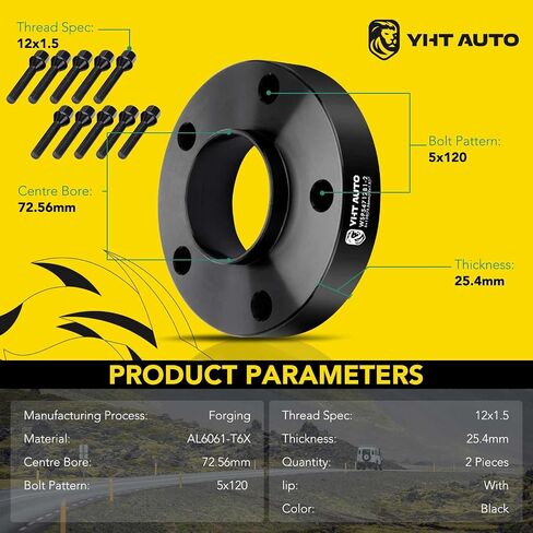 YHTAUTO 5x120 Wheel Spacers 30mm Compatible with 1991-2011 BMW 1/3/5/6/7/8/M3/M5/M6/Z3/Z4/Z8 Series Tire Spacers w/ M12x1.5 & 12.9 Grade Studs, 72.56mm Hub Bore 5 Lug 2PCS Black Wheel Adapter in Saudi Arabia