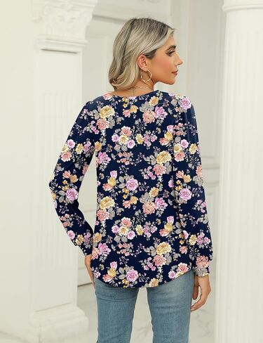 Ivicoer Womens V Neck Puff Long Sleeve Tops Fall Fashion 2024 Pleated Tunic Work Blouses Dressy Casual in Saudi Arabia