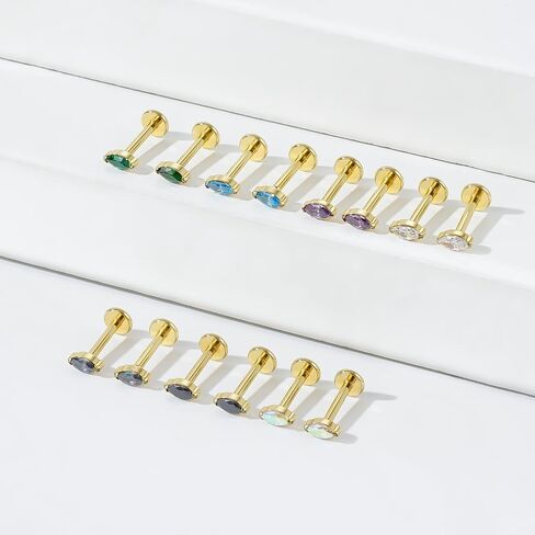 BelezaDosas G23 التيتانيوم Labret ترصيع 16G بدون خيوط دفع في الصحافة تناسب مجموعة الشفاه الزنمة الحلزون الفص محارة ميدوسا الغضروف مونرو القرط دفع الظهر ثقب المجوهرات in Kuwait
