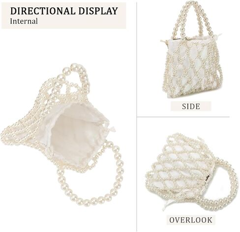 Oweisong Women Pearl Clutch Purses Wedding Bridal Handbag Tote Formal Party Evening Bucket Bag 2 in 1 Shoulder Bag in Saudi Arabia