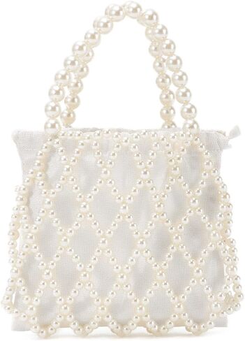 Oweisong Women Pearl Clutch Purses Wedding Bridal Handbag Tote Formal Party Evening Bucket Bag 2 in 1 Shoulder Bag in Saudi Arabia