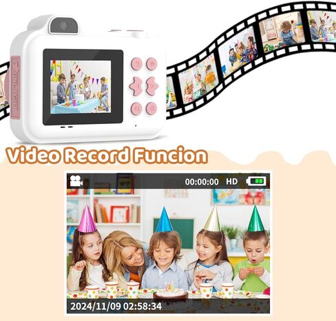 Kids Camera Instant Print, Christmas Birthday Gifts Toys for Girls Boys Age 4 5 6 7 8 9 10 11 12 Years Old,1080P HD Dual-Lens Selfie Digital Camera with 5 Rolls Print Paper Stickers Pens & 32G Card in Kuwait