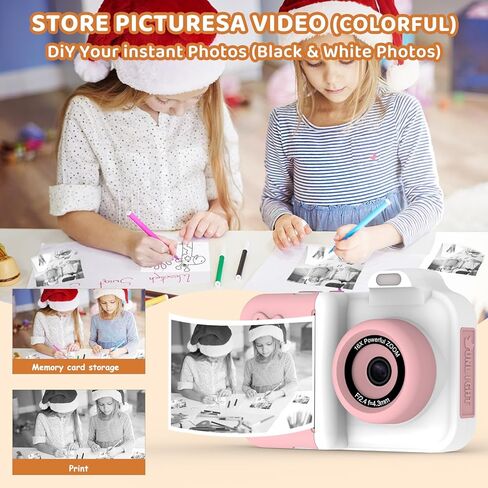 Kids Camera Instant Print, Christmas Birthday Gifts Toys for Girls Boys Age 4 5 6 7 8 9 10 11 12 Years Old,1080P HD Dual-Lens Selfie Digital Camera with 5 Rolls Print Paper Stickers Pens & 32G Card in Kuwait