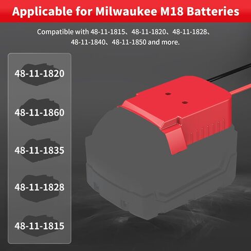 Kzreect Battery Adapter with Switch Compatible with Milwaukee 18V Battery | Low Voltage Cutoff Protection, 12AWG Wire, Indicator Light Button for DIY Projects & Ride-On Toys in Saudi Arabia