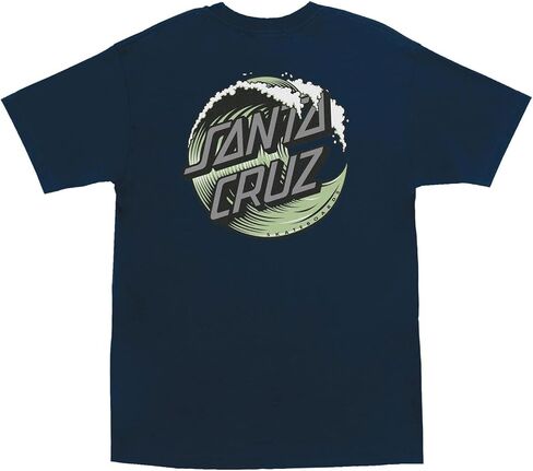 تي شيرت SANTA CRUZ Wave Dot S/S ثقيل الوزن باللون الأزرق الداكن مع Seafoam XL للرجال in Kuwait