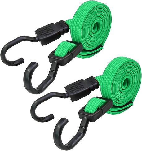 Adjustable Flat Bungee Cord Heavy Duty Outdoor with Hooks, Bungee Cords Assorted Sizes, 4pk (Reflective Black, Length 48'') in Saudi Arabia