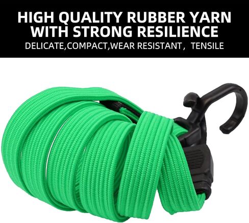 Adjustable Flat Bungee Cord Heavy Duty Outdoor with Hooks, Bungee Cords Assorted Sizes, 4pk (Reflective Black, Length 48'') in Saudi Arabia
