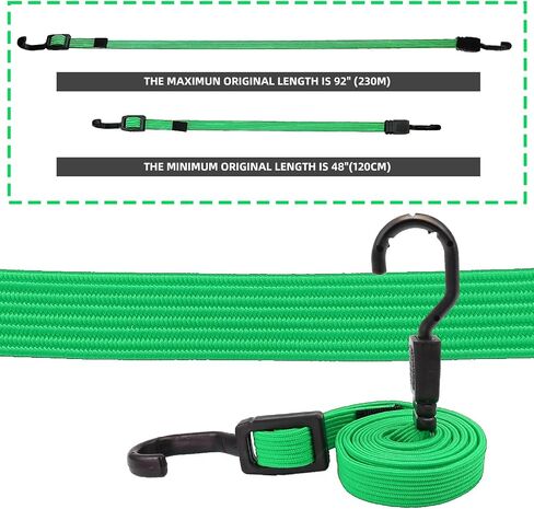 Adjustable Flat Bungee Cord Heavy Duty Outdoor with Hooks, Bungee Cords Assorted Sizes, 4pk (Reflective Black, Length 48'') in Saudi Arabia