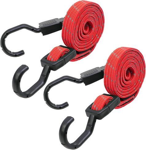 Adjustable Flat Bungee Cord Heavy Duty Outdoor with Hooks, Bungee Cords Assorted Sizes, 4pk (Reflective Black, Length 48'') in Saudi Arabia