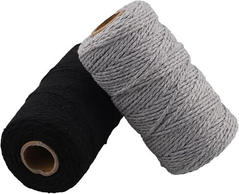 656 Feet Cotton Baker's Twine Spool 10 Ply,Crafts Twine String for DIY Crafts and Gift Wrapping (Black+Grey) in Saudi Arabia