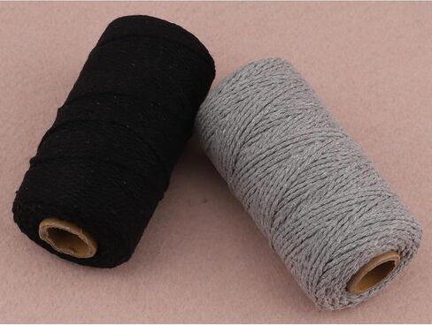 656 Feet Cotton Baker's Twine Spool 10 Ply,Crafts Twine String for DIY Crafts and Gift Wrapping (Black+Grey) in Saudi Arabia