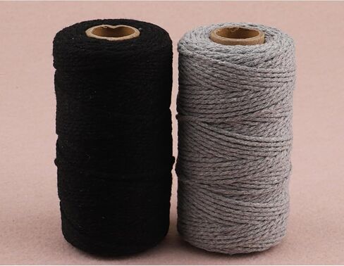 656 Feet Cotton Baker's Twine Spool 10 Ply,Crafts Twine String for DIY Crafts and Gift Wrapping (Black+Grey) in Saudi Arabia