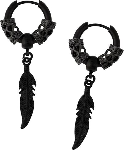 Sacina Punk Black Feather Earrings, Leaf Hoop Earrings, Black Earrings, Punk Earrings, Gothic Earrings, Grunge Earrings, Christmas New Year Jewelry Gift in Saudi Arabia