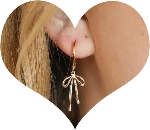 Bow Hoop Earrings for Women Gold Bow Earrings Bowknot Dangle Earrings Trendy Bow Huggie Hoop Earrings Dainty Gold Ribbon Bow Tie Earrings Wedding Prom Party Jewelry Valentine Gifts in Kuwait