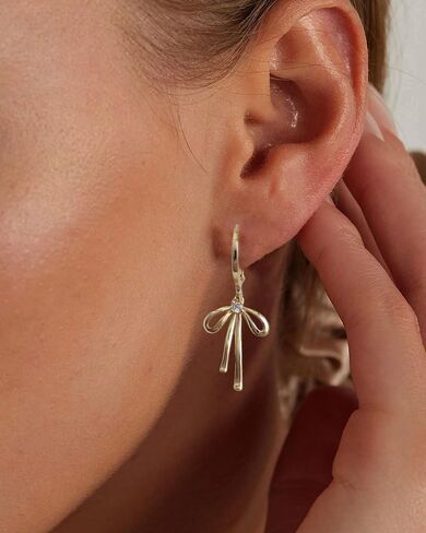 Bow Hoop Earrings for Women Gold Bow Earrings Bowknot Dangle Earrings Trendy Bow Huggie Hoop Earrings Dainty Gold Ribbon Bow Tie Earrings Wedding Prom Party Jewelry Valentine Gifts in Kuwait