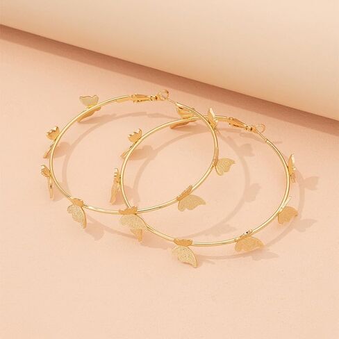 Butterfly Big Hoop Earrings Gold Monarch Butterfly Dangle Earrings Party Vacation Jewelry Gift for Women in Saudi Arabia