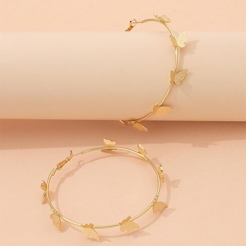 Butterfly Big Hoop Earrings Gold Monarch Butterfly Dangle Earrings Party Vacation Jewelry Gift for Women in Saudi Arabia