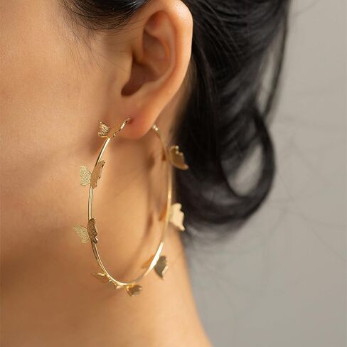 Butterfly Big Hoop Earrings Gold Monarch Butterfly Dangle Earrings Party Vacation Jewelry Gift for Women in Saudi Arabia