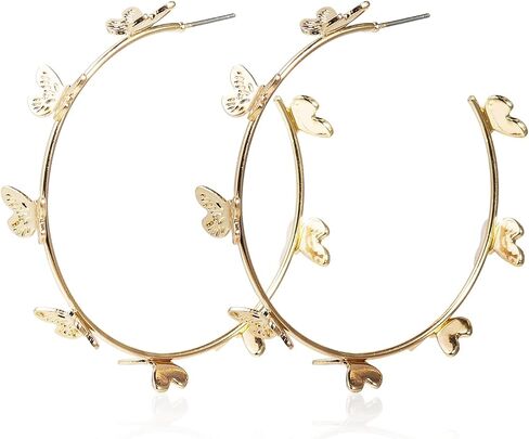 Butterfly Big Hoop Earrings Gold Monarch Butterfly Dangle Earrings Party Vacation Jewelry Gift for Women in Saudi Arabia