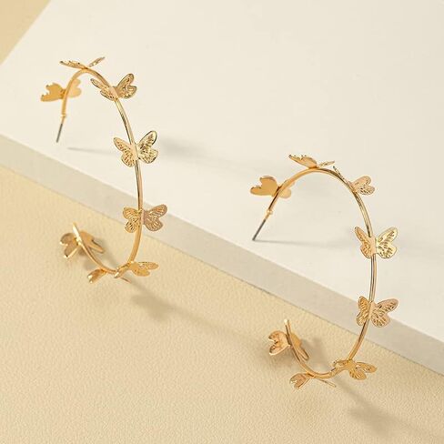 Butterfly Big Hoop Earrings Gold Monarch Butterfly Dangle Earrings Party Vacation Jewelry Gift for Women in Saudi Arabia
