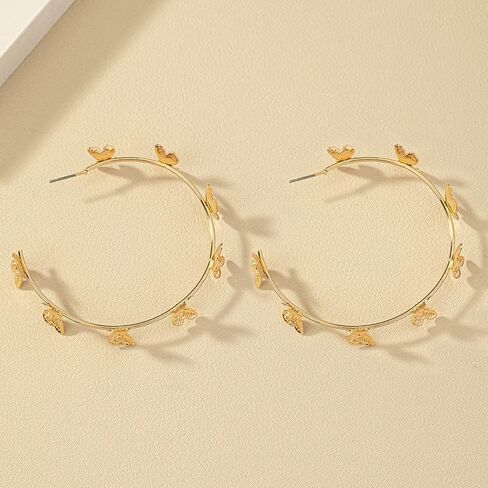 Butterfly Big Hoop Earrings Gold Monarch Butterfly Dangle Earrings Party Vacation Jewelry Gift for Women in Saudi Arabia