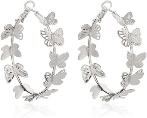 Butterfly Big Hoop Earrings Gold Monarch Butterfly Dangle Earrings Party Vacation Jewelry Gift for Women in Saudi Arabia