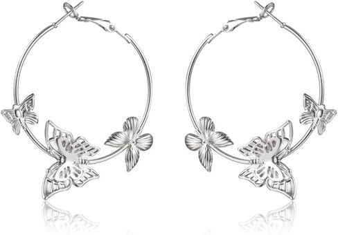 Butterfly Big Hoop Earrings Gold Monarch Butterfly Dangle Earrings Party Vacation Jewelry Gift for Women in Saudi Arabia
