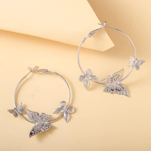 Butterfly Big Hoop Earrings Gold Monarch Butterfly Dangle Earrings Party Vacation Jewelry Gift for Women in Saudi Arabia