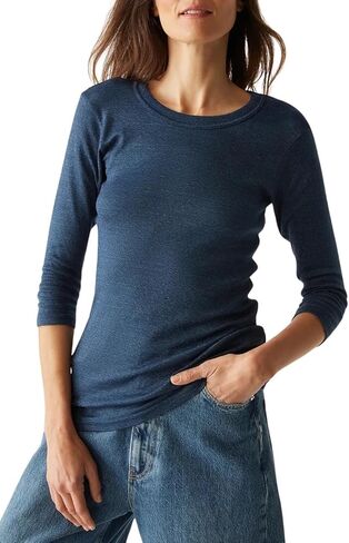 تي شيرت Dora Band Crew 3/4 كم لامع للنساء من Michael Stars (مقاس واحد، ليلي) in Kuwait