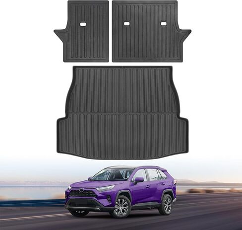 حصيرة البضائع مع مسند الظهر حصيرة لتويوتا RAV4 2024-2019 جميع الأحوال الجوية فرش داخلي للسيارات والشاحنات لتويوتا RAV4 اكسسوارات 2024-2019 حصيرة المقعد الخلفي in Kuwait